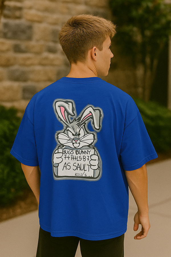 Royal blue oversized Looney Tunes t-shirt – cartoon graphic streetwear for men