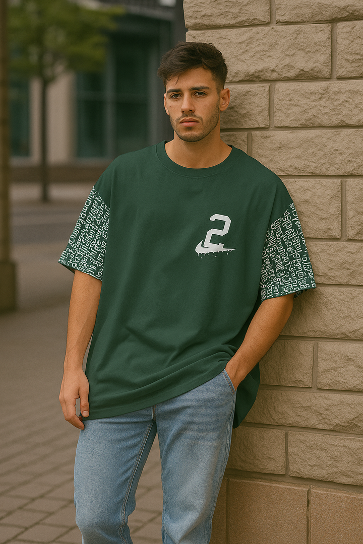Trendy oversized green tee – gender-neutral casual fashion by Kinsutra