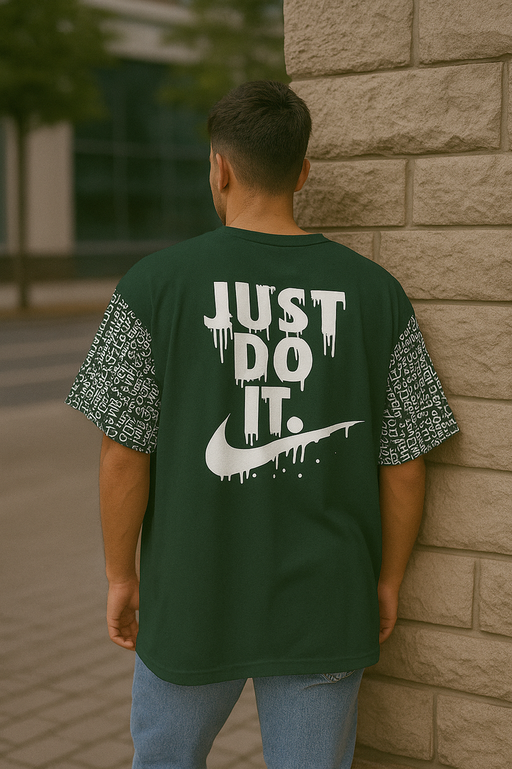 Unisex green oversized t-shirt – relaxed streetwear for men and women in India