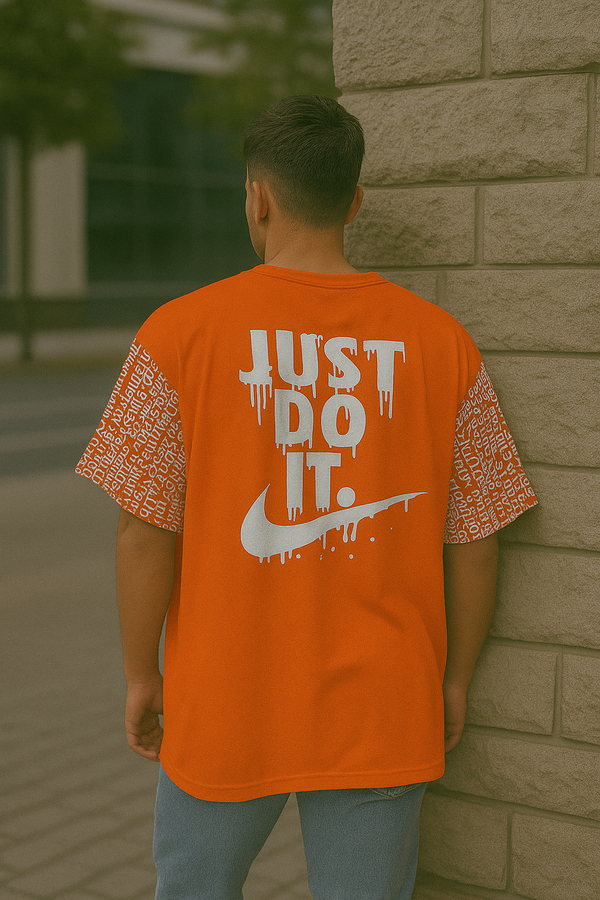 Unisex orange oversized t-shirt – trendy streetwear style for men and women in India