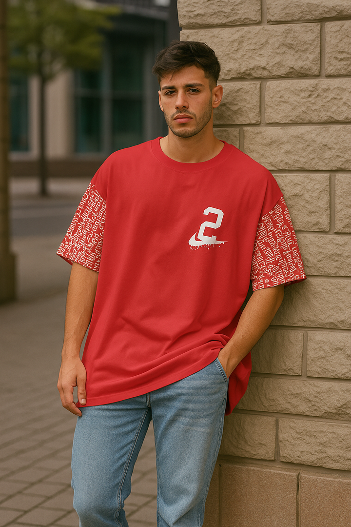 Oversized red tee for all genders – casual unisex fashion by Kinsutra India