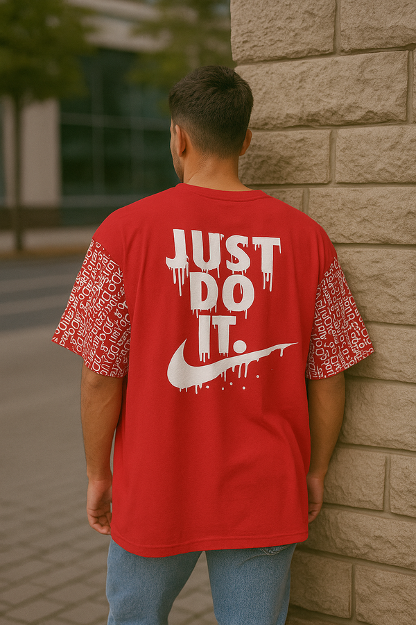 Unisex red oversized t-shirt – bold and trendy streetwear for men and women